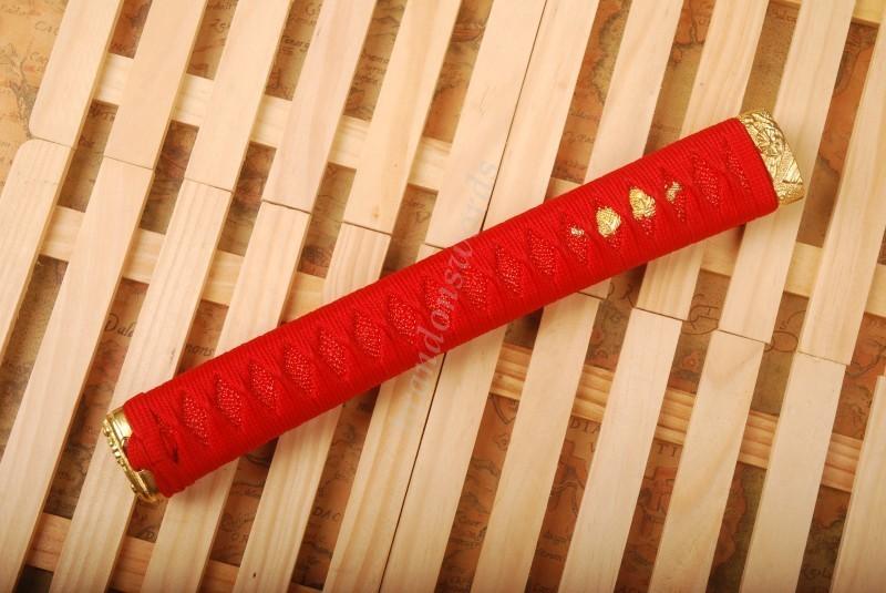 Samurai Sword Japanese Sword Katana Handle Red Ito Red Rayskin Tsuka H36