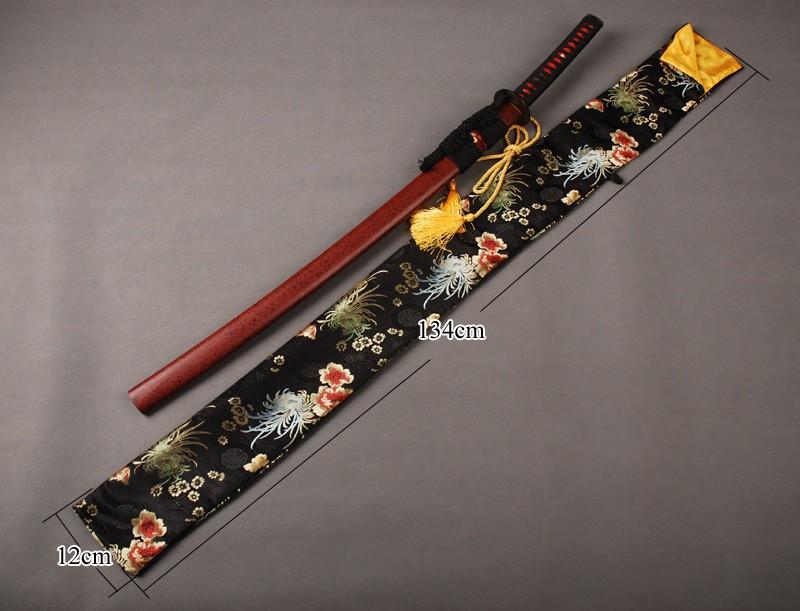 Silk Bag Black Chrysanthemum Design For Japanese Samurai Sword Katana Knives Qd11