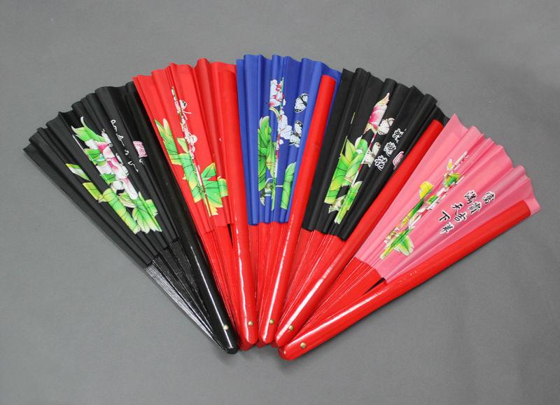 5pcs High Quality Different Colors Chinese Peony Flower Butterfly Bamboo Fan 34cm