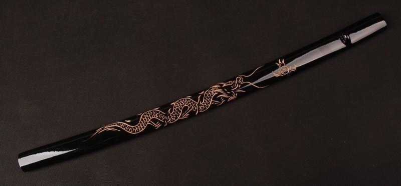 Samurai Sword Japanese Katana Wooden Engraved Dragon Saya Sheath Scabbard Syq27
