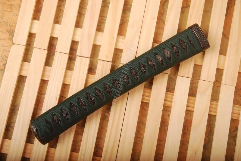 Samurai Sword Japanese Sword Katana Handle Dark Green Black Rayksin Tsuka H39