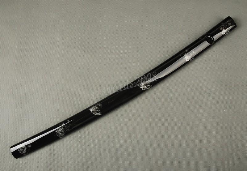 Samurai Sword Japanese Katana Wooden Black Silver Saya Sheath Scabbard