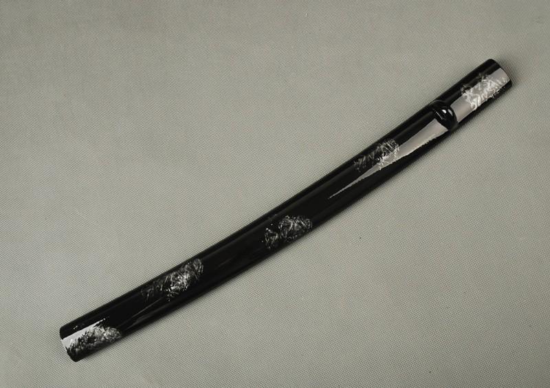 Samurai Sword Japanese Wakizashi Black Silver Wooden Saya Sheath Scabbard Syz6