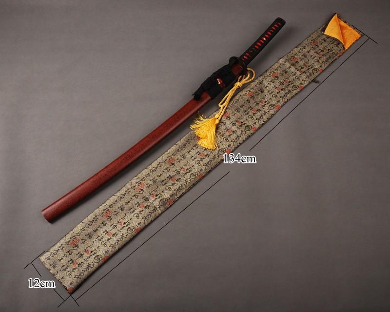 Silk Bag Grey Caligraphy For Japanese Samurai Sword Katana Knives Qd6