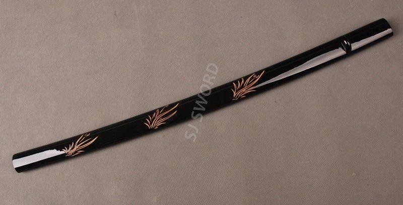 Samurai Sword Japanese Katana Wooden Engraved Orchid Saya Sheath Scabbard Syq28