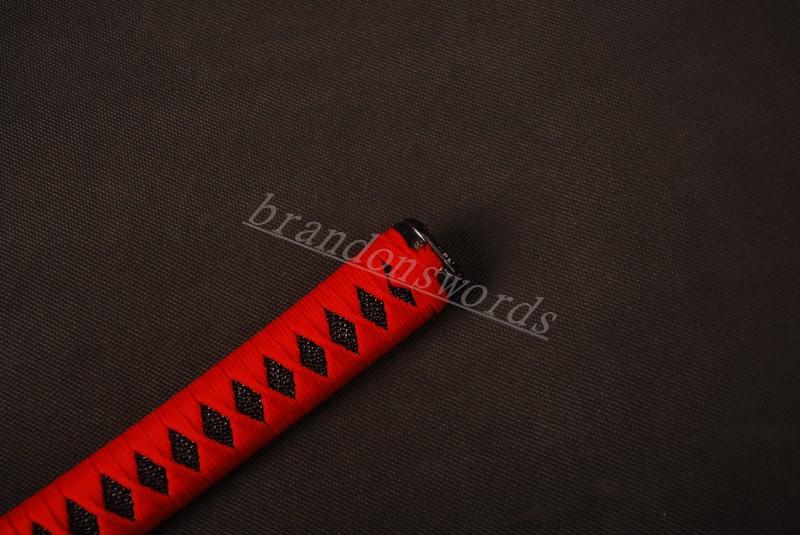 Samurai Sword Japanese Sword Katana Handle Red Ito Black Rayskin Tsuka H27